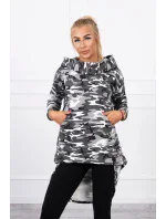 Mikina s dlouhými zády moro grey+black