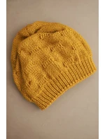 Dámská zimní čepice z vlny s ozdobným pletením K451 hořčicová