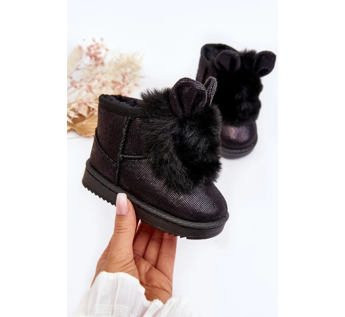 Dětské zimní botky s kožešinou a ušima Černé Betty Dětské zimní botky s kožešinou a ušima Černé Betty