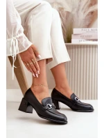 Elegantní Dámské Kožené Polobotky Na Podpatku Černé model 21668909 - VINCEZA