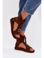 Dámské sandály s páskem čokoládové model 21943381 - Boto