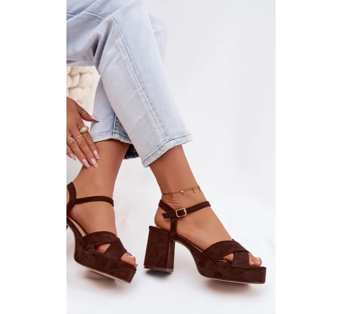 Dámské sandály na podpatku čokoládové Janelia