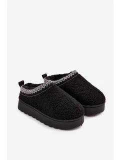 Dětské/módní sněhule s kožíškem typu beránek Selathiel – černé