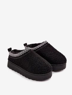 Dětské/módní sněhule s kožíškem typu beránek Selathiel – černé