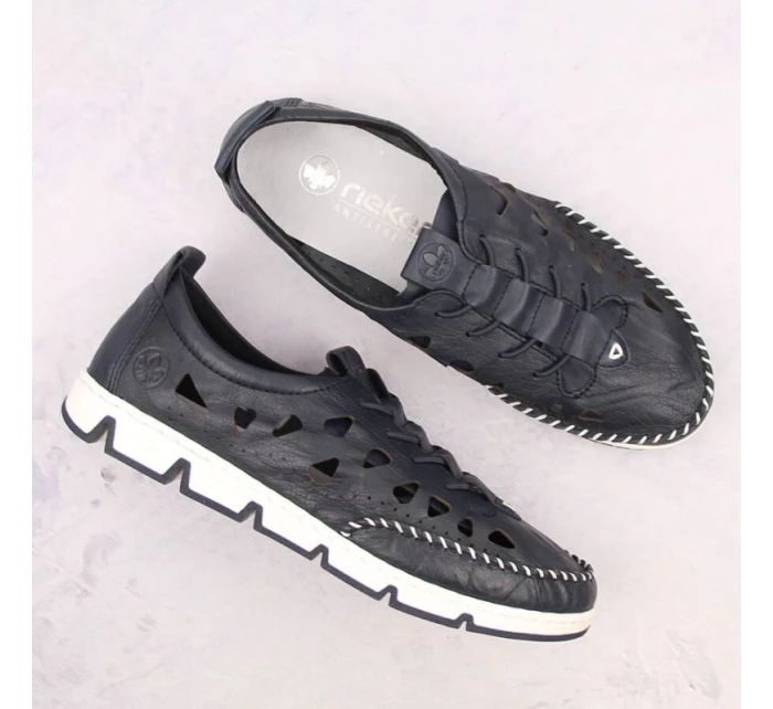 Rieker W RKR652 námořnicky modrá kožená polobotka s prolamovanou podrážkou Rieker W RKR652 námořnicky modrá kožená polobotka s prolamovanou podrážkou