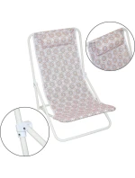 SKLÁDACÍ PLÁŽOVÉ LEHÁTKO S OPĚRKOU HLAVY MODRÉ A ORANŽOVÉ