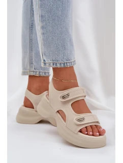 Textilní Lehká Sandály Na Platformě Světle Béžové model 21684732 - Boto
