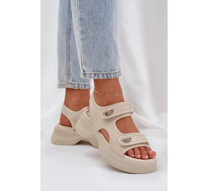 Textilní Lehká Sandály Na Platformě Světle Béžové model 21684732 - Boto Textilní Lehká Sandály Na Platformě Světle Béžové model 21684732 - Boto