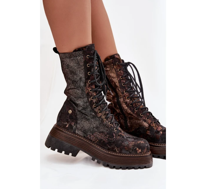 Dámské Kožené Workery Work Shoes  Zlato model 21725128 - Maciejka