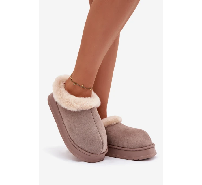 Dámské pantofle s kožešinou Khaki Eveline Dámské pantofle s kožešinou Khaki Eveline
