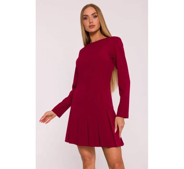Šaty s záhyby bordó model 21295924 - Moe Šaty s záhyby bordó model 21295924 - Moe