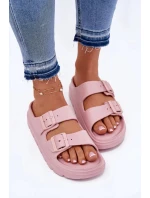 Dámské pěnové pantofle na platformě – růžové