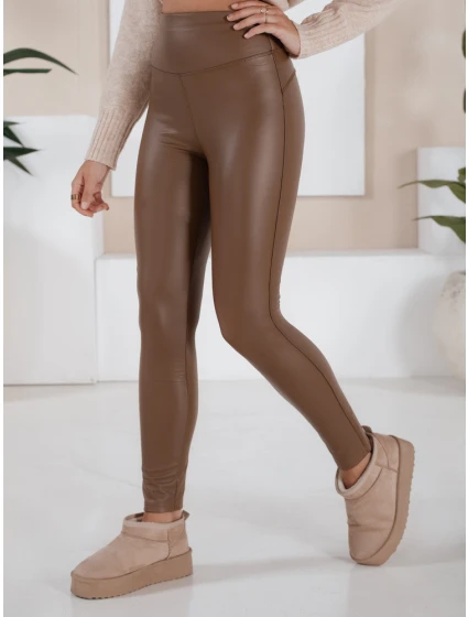 Dámské voskované legíny světle hnědé model 21971279 - Dstreet