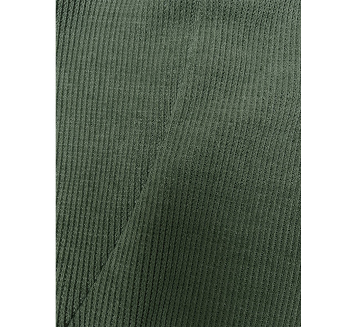 Žebrovaný dámský komplet v olivové barvě (AMG-341A)