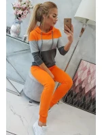 Oranžová+šedá barevná pruhovaná sada