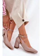 Kožené Lodičky Na Podpatku model 21694783 Béžové - Maciejka Kožené Lodičky Na Podpatku model 21694783 Béžové - Maciejka