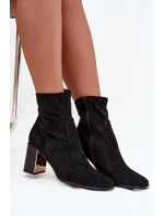 Dámské kotníkové boty na sloupku se zlatým zateplené černé model 21712211 - Boto Dámské kotníkové boty na sloupku se zlatým zateplené černé model 21712211 - Boto