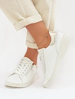 Kožené dámské polobotky se zipem Bíloblaté Dorothea