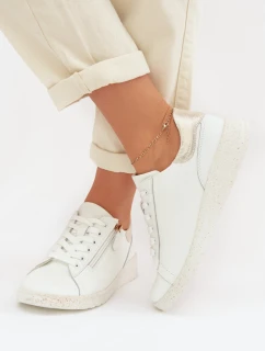 Kožené dámské polobotky se zipem Bíloblaté Dorothea