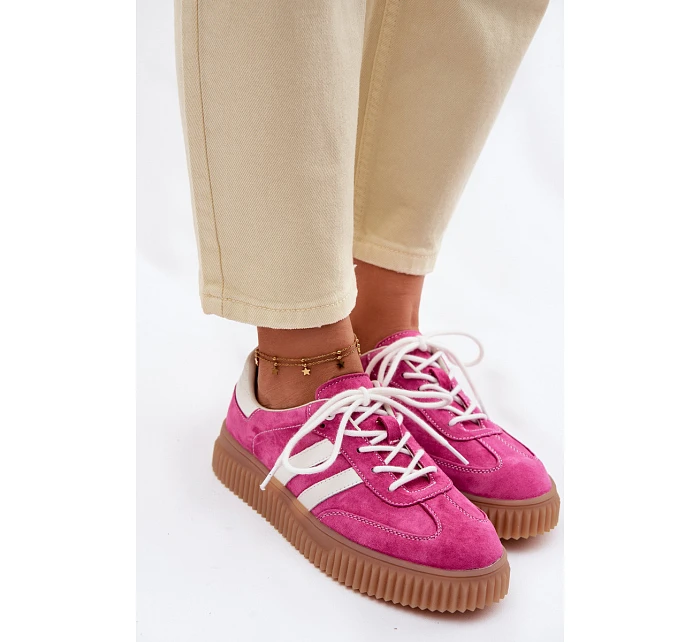 Dámské semišové tenisky na platformě fuchsiové model 22100209 - Boto Dámské semišové tenisky na platformě fuchsiové model 22100209 - Boto