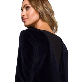 M566 Sametové šaty uvolněného střihu - tmavě modré