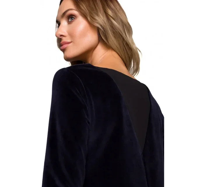 M566 Sametové šaty uvolněného střihu - tmavě modré