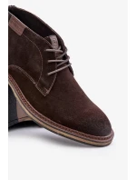Semišové Pánské Šněrovací Kotníkové Boty Big Star OO174145 Tmavě hnědé Semišové Pánské Šněrovací Kotníkové Boty Big Star OO174145 Tmavě hnědé