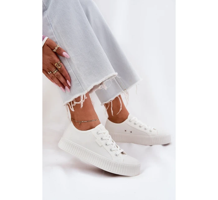 Dámské plátěné tenisky na platformě Big Star – bílé Dámské plátěné tenisky na platformě Big Star – bílé