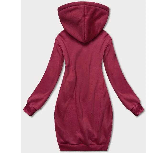 Dlouhá tepláková mikina ve vínové bordó barvě model 17793369 - J.STYLE Dlouhá tepláková mikina ve vínové bordó barvě model 17793369 - J.STYLE