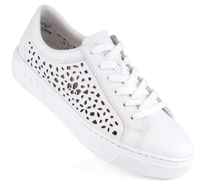 Kožená pohodlná obuv Rieker W RKR641 white