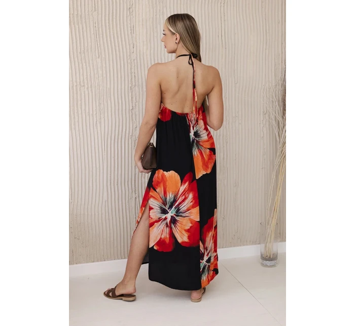 Viskózové šaty  krku černý model 20143953 - K-Fashion