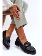 Kožené Mokasíny Polobotky Na Plochém Podpatku Černé SBarski HY335