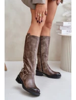 Zazoo 70141 Kožené dámské kozačky nad kolena hnědé Zazoo 70141 Kožené dámské kozačky nad kolena hnědé