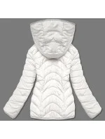 Smetanově-šedá krátká oboustranná dámská zimní bunda (2M-21507)