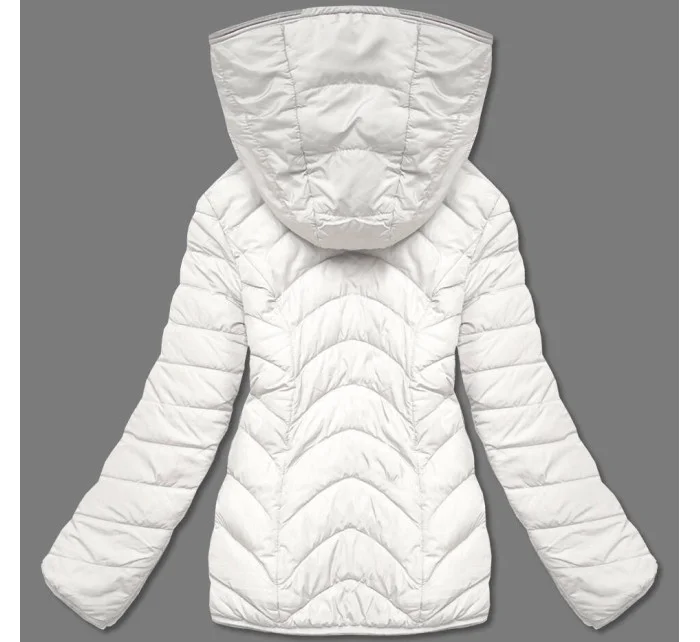 Smetanově-šedá krátká oboustranná dámská zimní bunda (2M-21507)