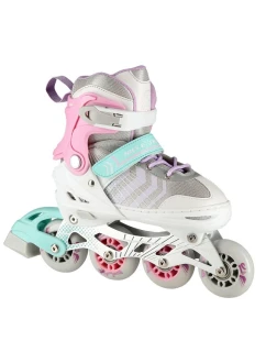 NH18192 4v1 růžové inline brusle velikosti S(29-33) s hokejovou deskou velikosti NILS EXTREME