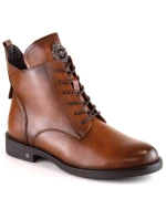 Potocki W WOL171C hnědé boty se šněrováním a zipem