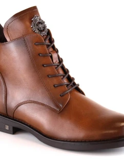 Potocki W WOL171C hnědé boty se šněrováním a zipem