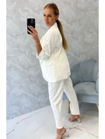 Elegantní souprava saka a kalhot v barvě ecru