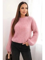 Svetr dámský z mohairu s model 21794211 rukávy malinová - K-Fashion