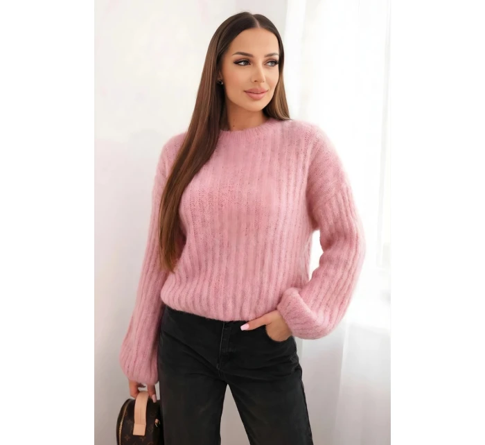 Svetr dámský z mohairu s model 21794211 rukávy malinová - K-Fashion