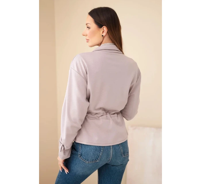 Dámská rozepínací mikina s model 21952021 a kapsami máslová fango - K-Fashion Dámská rozepínací mikina s model 21952021 a kapsami máslová fango - K-Fashion
