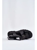 Kožené dámské sandály lakované s ozdobným detailem Artiker 56C0691 černé