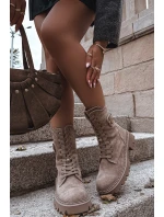 Dámské workery boty s ozdobným zateplené béžové model 21715364 - Boto