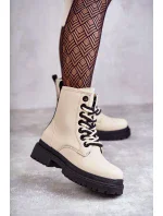 Dámské kožené boty Workers Světle béžové Denila Dámské kožené boty Workers Světle béžové Denila