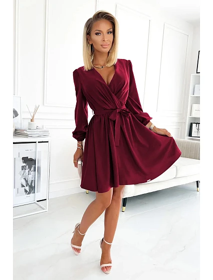 Dámské šaty model 22557674 bordó - numoco Dámské šaty model 22557674 bordó - numoco