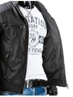Pánská kožená bunda černá TX3247 Pánská kožená bunda černá TX3247