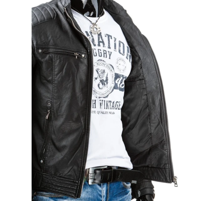 Pánská kožená bunda černá TX3247 Pánská kožená bunda černá TX3247