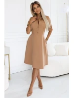 286-8 SANDY Košilové halenkové šaty s páskem - MOCHA MOUSSE