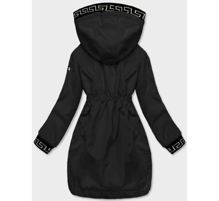 Tenká černá dámská bunda s ozdobnou lemovkou (B8142-1)